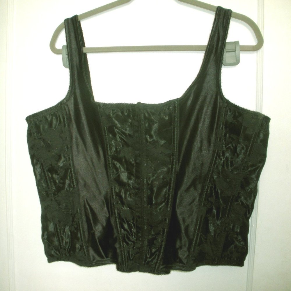 Black Strapped Satin Corset w/ Floral Accents